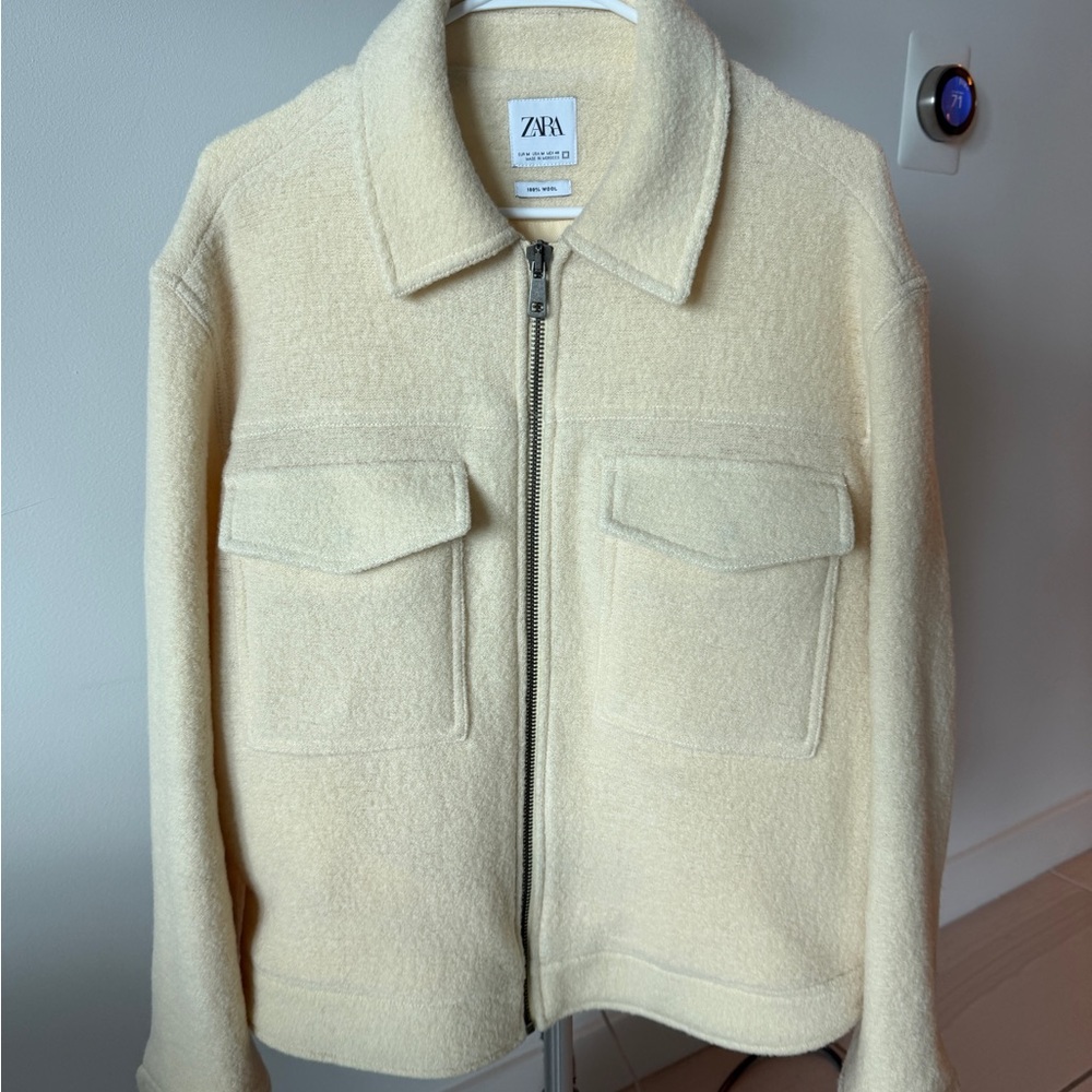 Zara Off-White Textured Jacket
